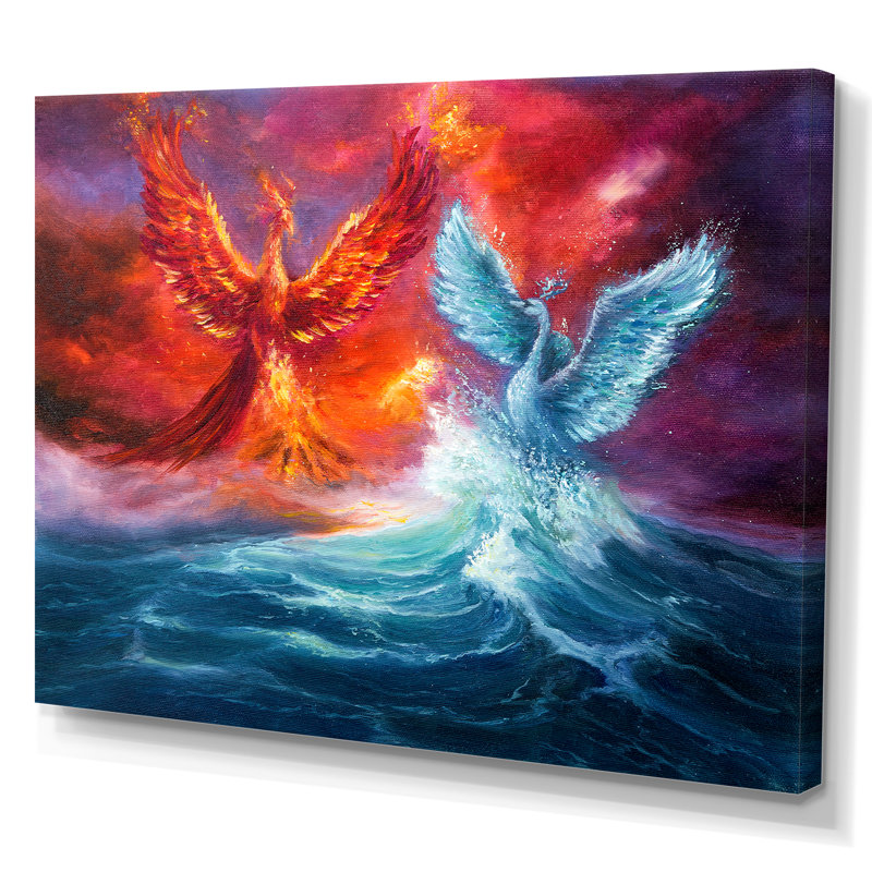 Water and Fire Fights - Reproduction de photo sur toile, H 16 po x l 32 po x P 1 po, Toile tendue