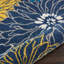 Tapis floral bleu marine 9 pi x 12 pi tissé à la machine