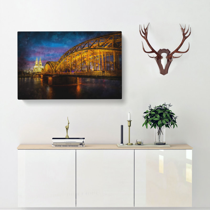 Cologne Cathedral & The Hohenzollern Bridge - Wrapped Canvas Painting, 40cm H x 60cm W x 3cm D