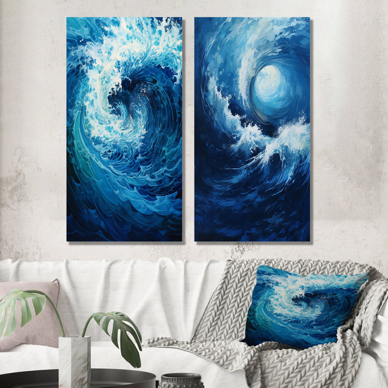 Ensemble de salon 2 pièces Puente - Abstract Spirals Wall Art, H 28 po x l 25 po, Toile tendue