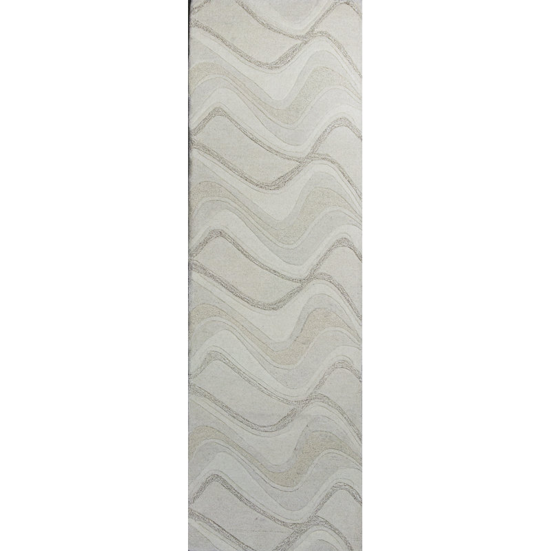 Tapis touffeté à la main Courtney, Tapis de couloir 2 pi 3 po x 7 pi 6 po, Ivoire ivoire