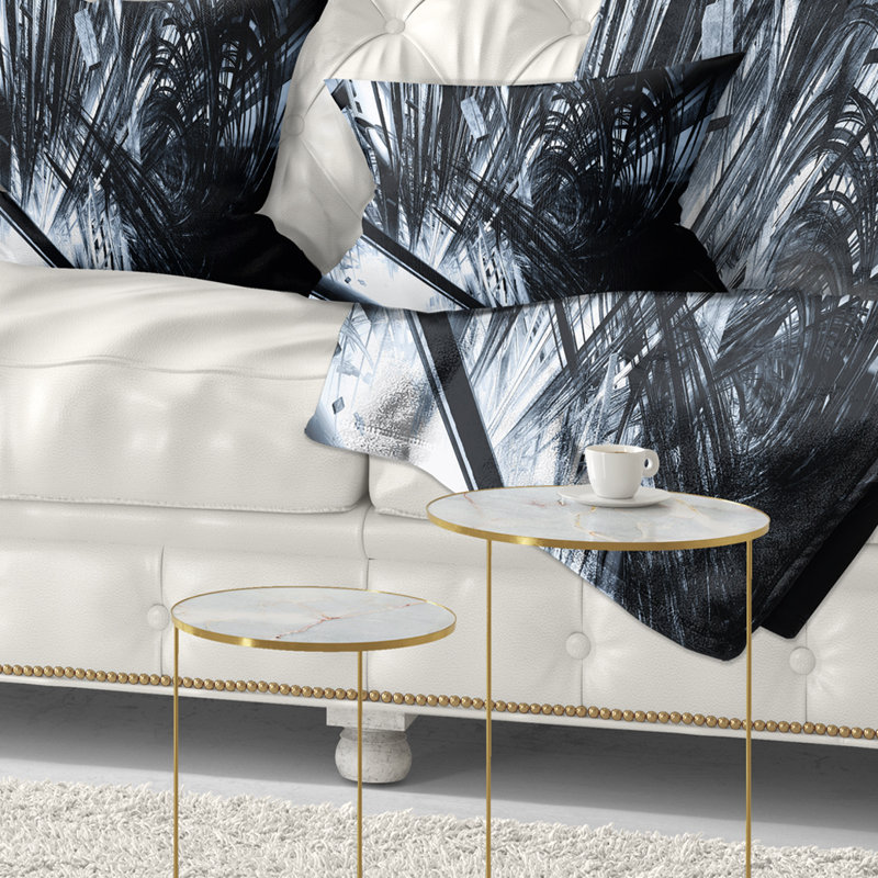 Art abstrait 3D noir et blanc - coussin imprimé abstrait