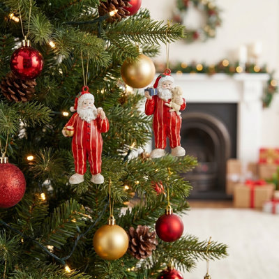 Ornement en résine 4,5 po Père Noël en pyjama 