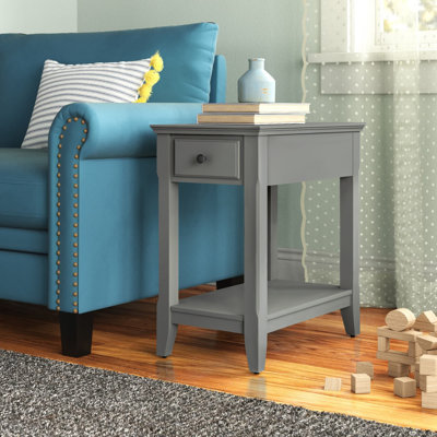 Bhairavi Transitional Wooden Rectangular End Table with Storage