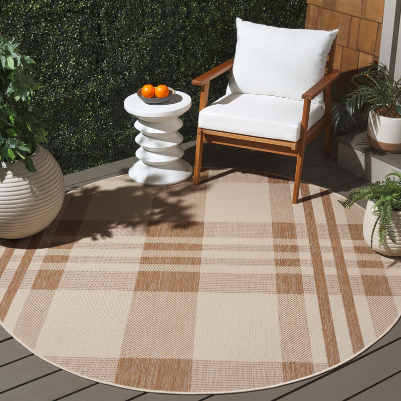 Tapis à carreaux Janiqua Performance, Rond 6 pi 7 po