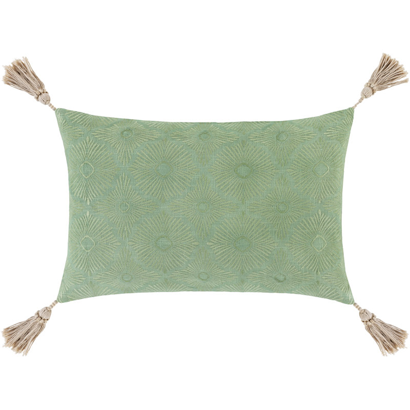 Housse de coussin rectangulaire en coton Tamia, Menthe / mousse