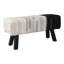 Élégant banc d'appoint à poils sur pattes avec rayures Patchwork - Mobilier polyvalent offrant style et confort - Banc de rangement rembourré pour sièges de chambre à coucher, de salon et de salle à manger - 36 po, ivoire / noir