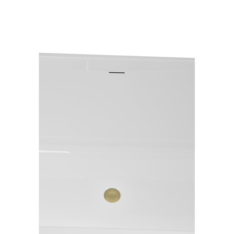 59" Streamline Soaking Freestanding Tub and Tray With Internal Drain, Brushed Brass