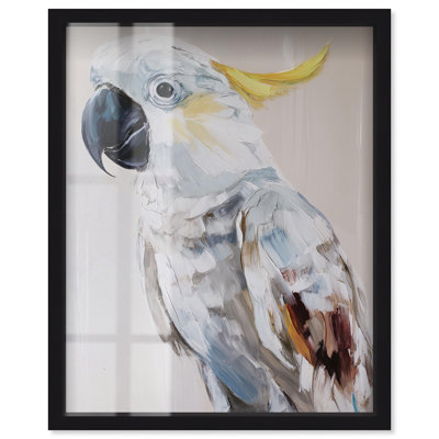 White Cockatoo II Shadowbox Print Living Room Wall Art by Art Remedy, Black Frame, 24 x 30