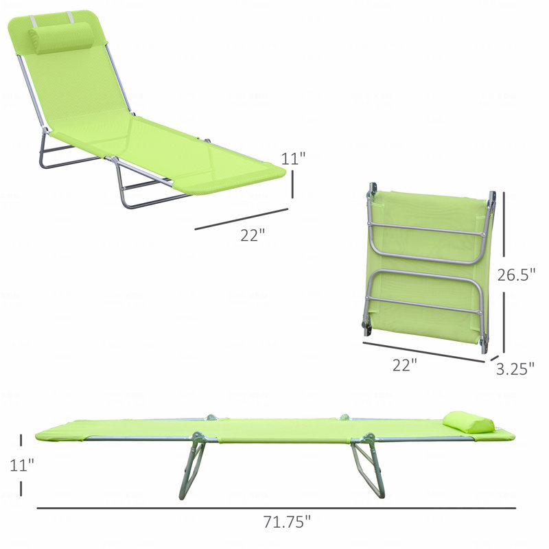 Chaise longue d'extérieur, chaise longue pliante pour piscine, Vert