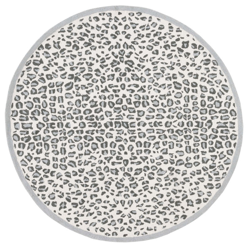 Metro Hand Tufted Indian Wool And Cotton With Latex Animal Print Rug, Round 6'