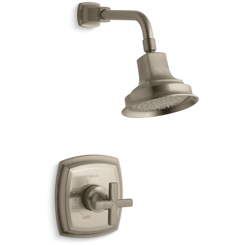Margaux Rite-Temp Shower Trim Set with Handle, Valve Not Included, Vibrant Brushed Bronze, Cross