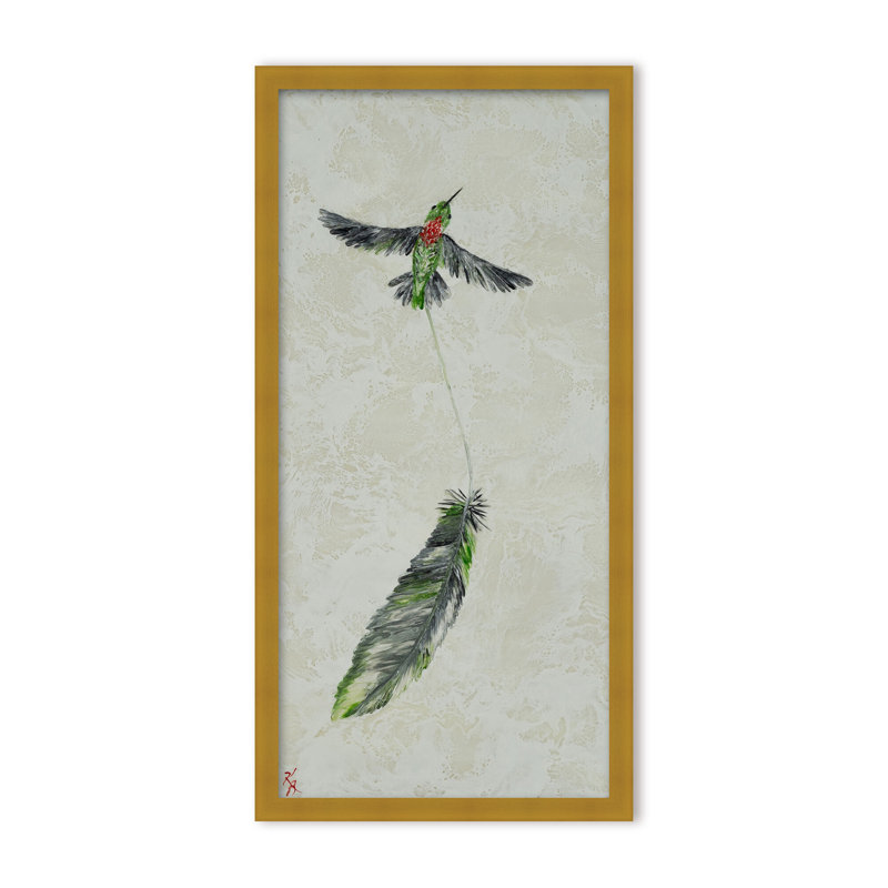 Nature Inspired "Vivid Flutter" Canvas Wall Art By , 24" H x 12" W, Framed Matted Print, Beige