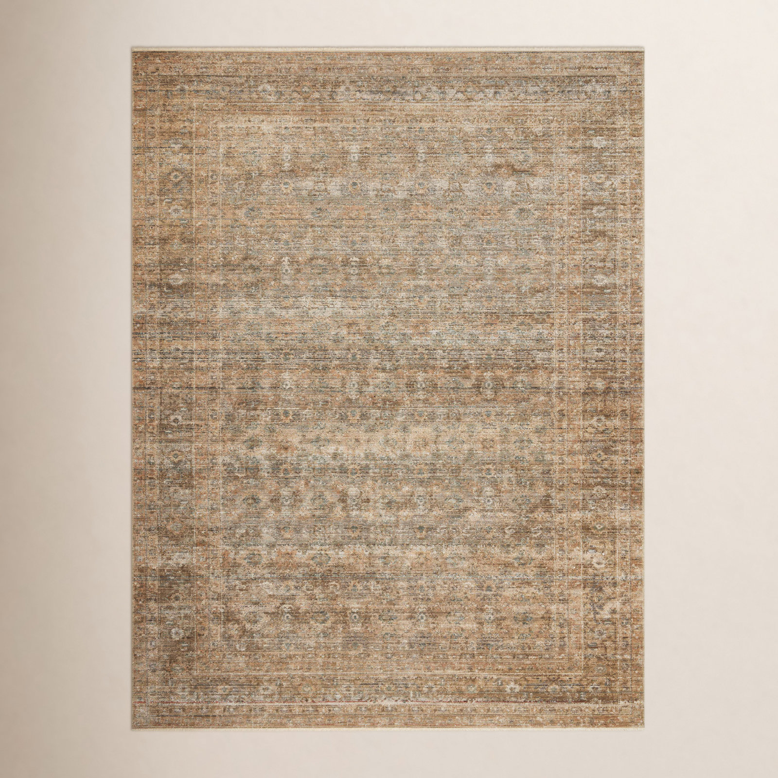 Amber Lewis x Loloi Molly Gold Blue Oriental Rug, Square 1'5"