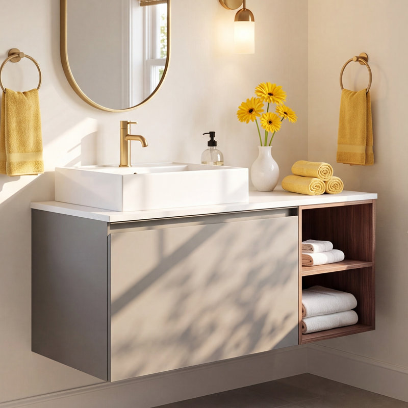 Shelley 42" Wall-Mounted Single Bathroom Vanity Set