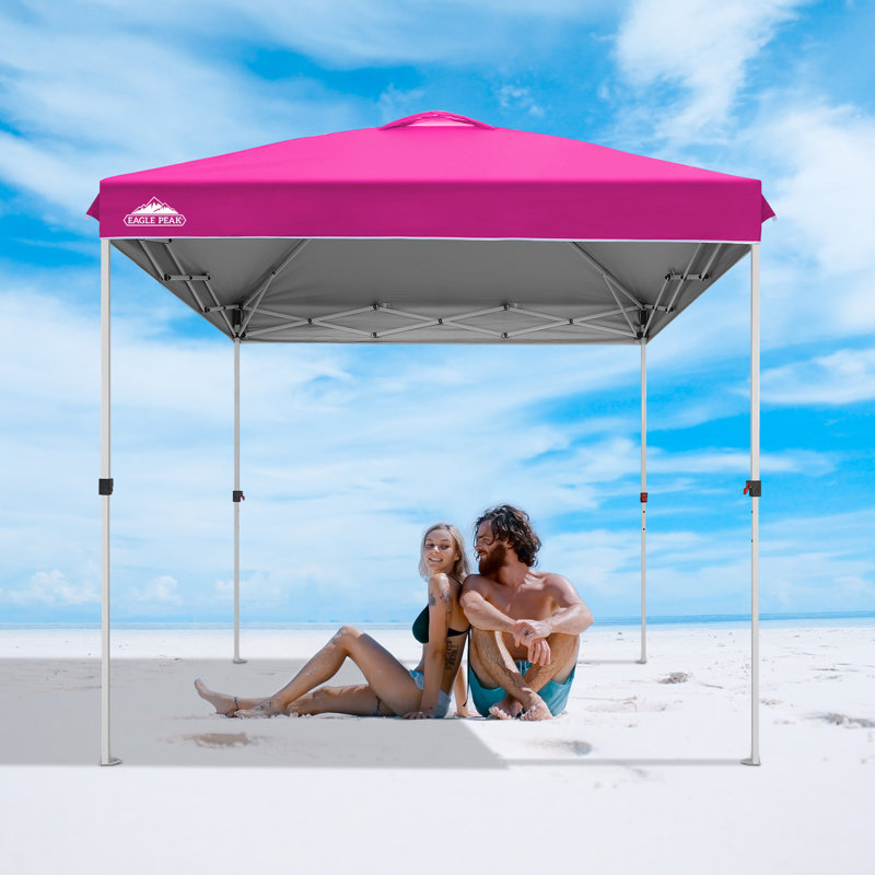 8x8 Pink and White Steel Pop-Up Canopy Tent