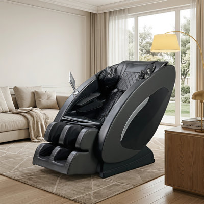 Full Body Electric Massage Recliner Chair – SL Track Design, Airbag Compression, Foot Roller Massage, Zero Gravity Mode & Built-In Bluetooth Audio, Black Finish