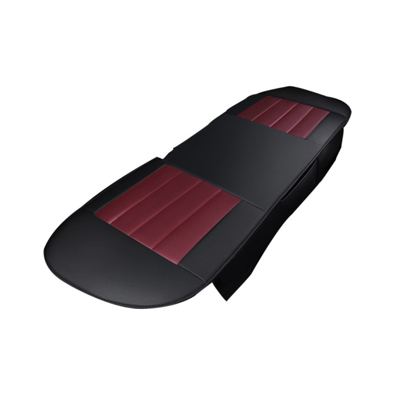 Car Back Seat Cover Breathable Pu Leather Rear Seat Cushion Protector Universal, Black/Red