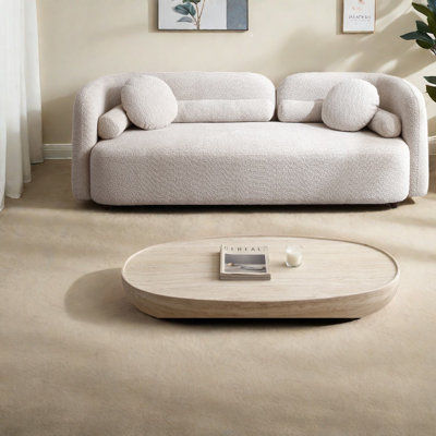Spacious Sofas, Boucle Fleece Wood Frame Modern Couch For Home