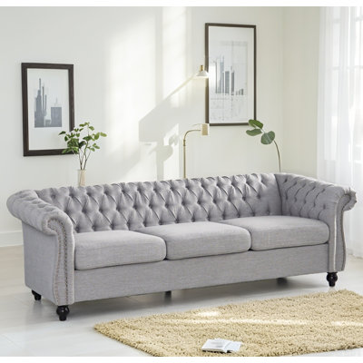 Canapé moderne 3 places en tissu gris