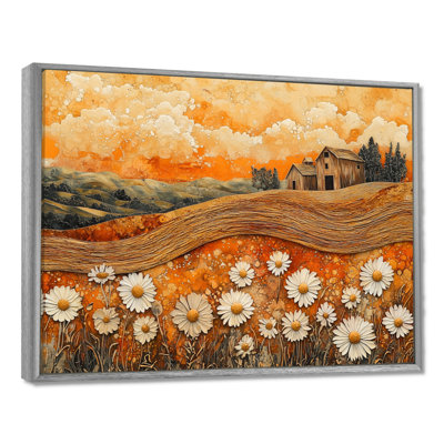 Marguerites fleurs grange audacieux paysage II - marguerites Art mural