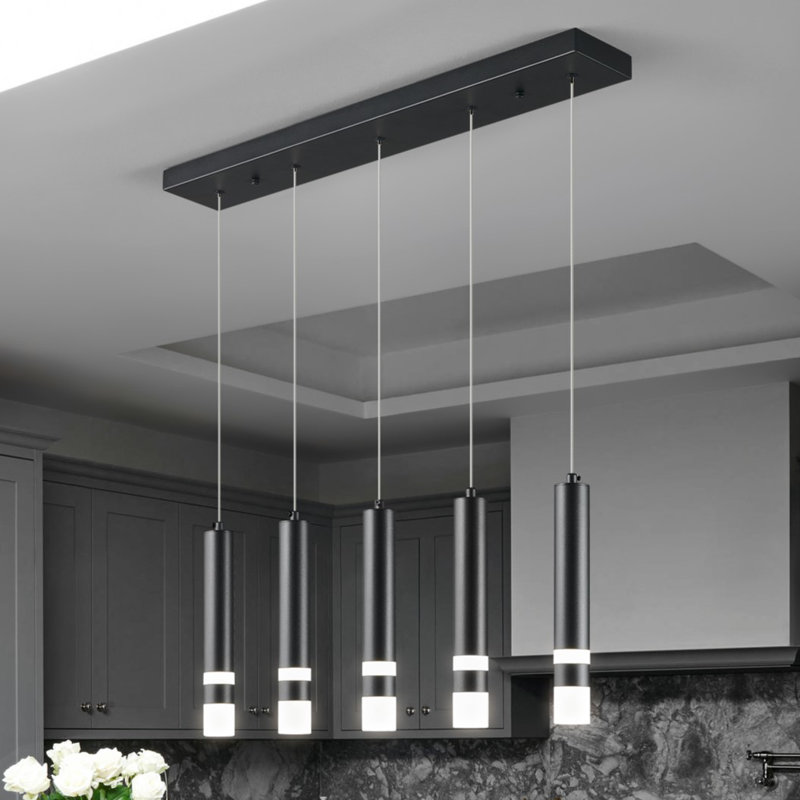 Mini-luminaire suspendu à DEL 5 lumières Gladus, Noir