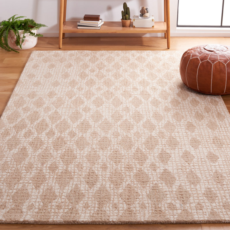 Abstract Hand Tufted Wool, Cotton Geometric Rug, Rectangle 5' x 8'