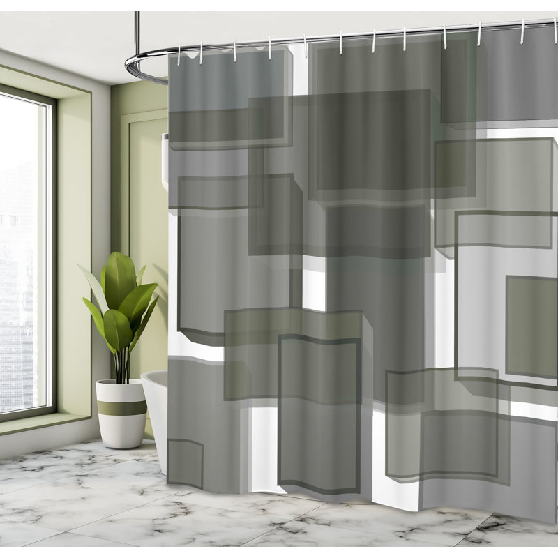 Shower Curtain with Hooks Included, 70" H x 69" W