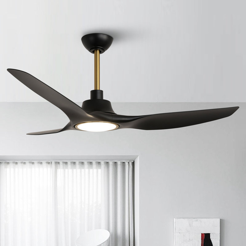 Ventilateur de plafond intelligent à 3 pales de 52 po avec 3 lumières à DEL à intensité variable et télécommande, compatible avec Alexa / Google