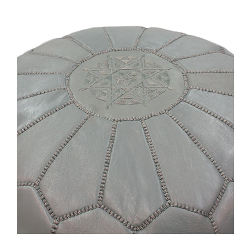 Repose-pieds en cuir marocain Cherise, Gris clair