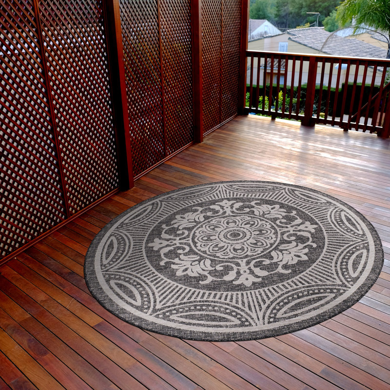 Waikiki Geometric Indoor / Outdoor Rug, Round 6'7"