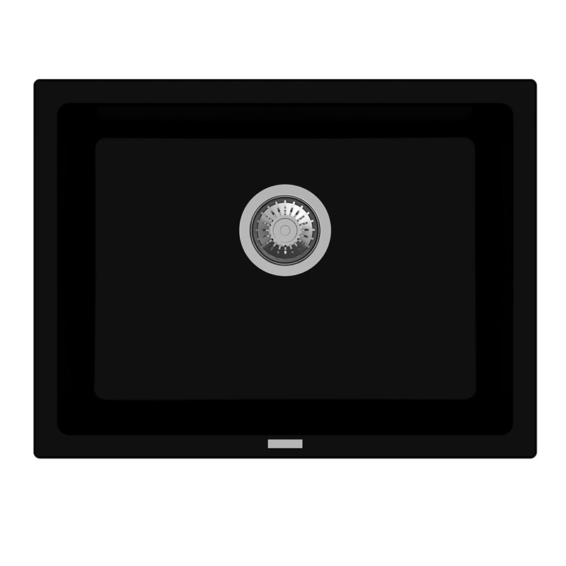 24" Black Granite Composite Sink Drop-In/Undermount Single Bowl Kitchen Sink, Matte Black