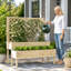Jardinière surélevée à deux niveaux avec treillis et drainage pour plantes grimpantes et herbes aromatiques