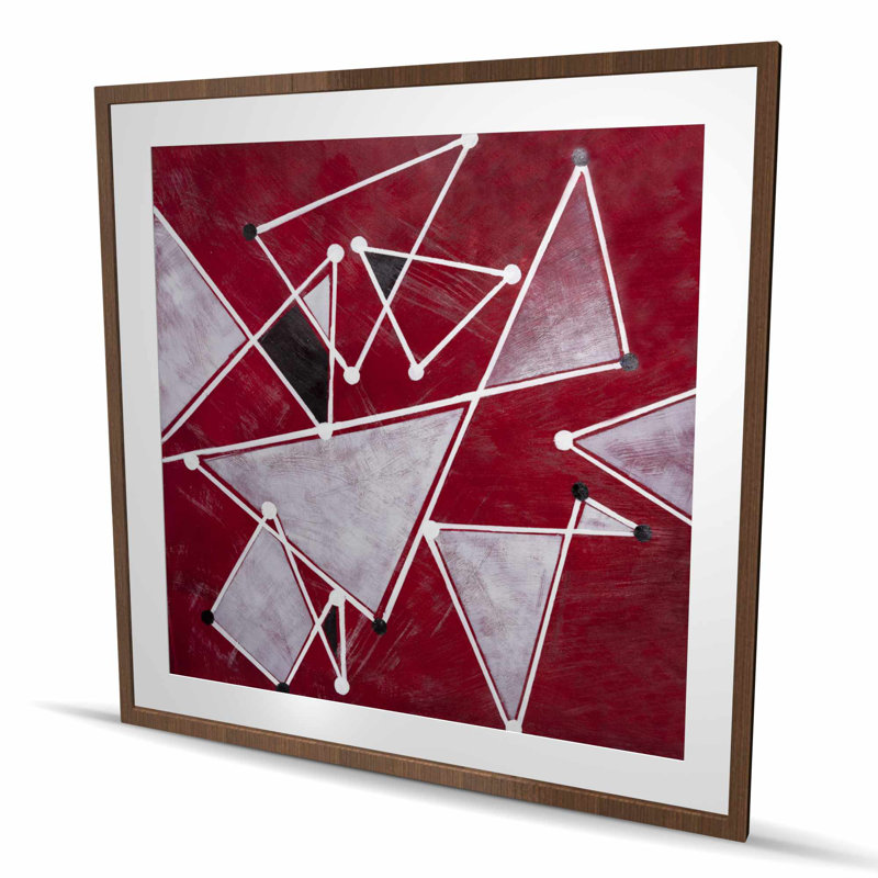 White Triangles on Red Background - Abstract Office Print