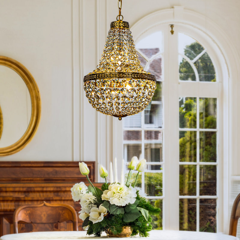 Agarwal 4 - Light Empire Glam Chandelier with Crystal Accents for Foyer
