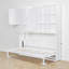 Lit escamotable simple avec bibliothèque de rangement et tablettes, lumière DEL et stations de charge-499928854
