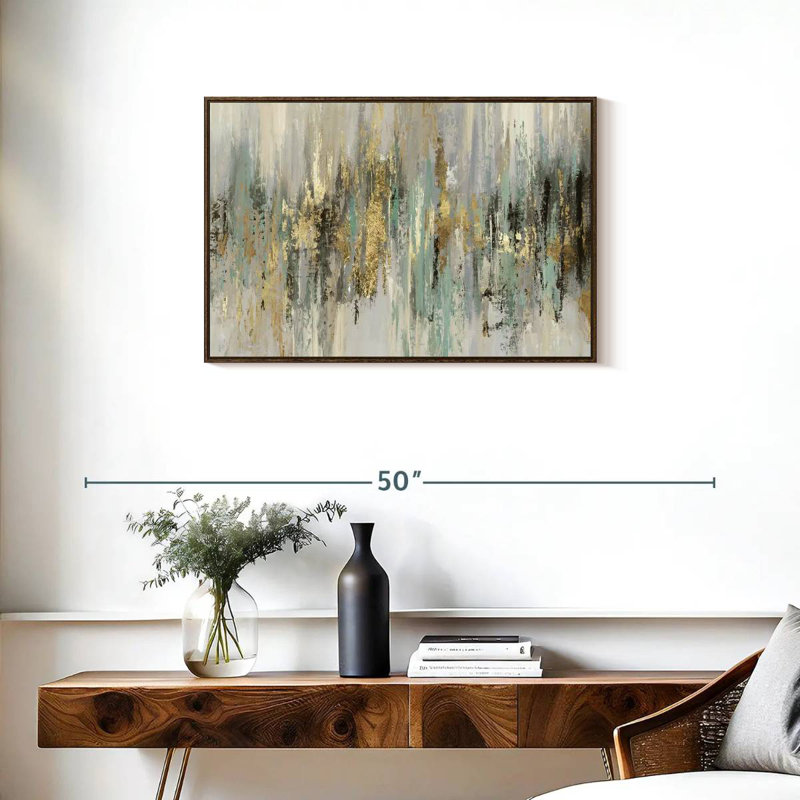 Dégoulinant d'or, Cadre flottant noyer, 46 po x 31 po