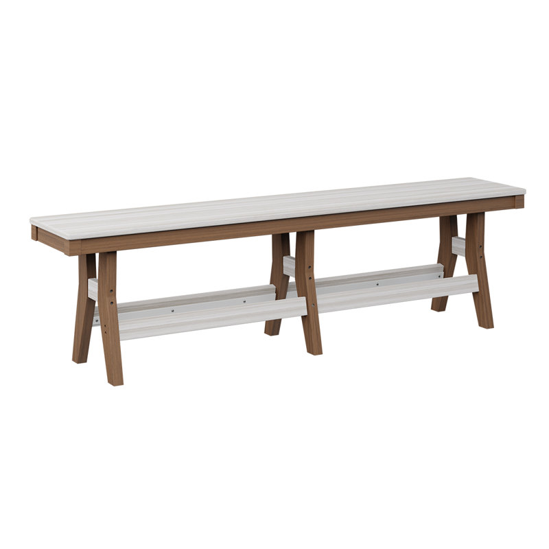 Harbor Outdoor Bench, 18" H x 66" W x 12.5" D, Seashell/Antique Mahogany