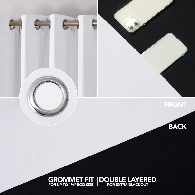 Paire de rideaux occultant Harjot, L 52 po x L 63 po, Blanc grisâtre
