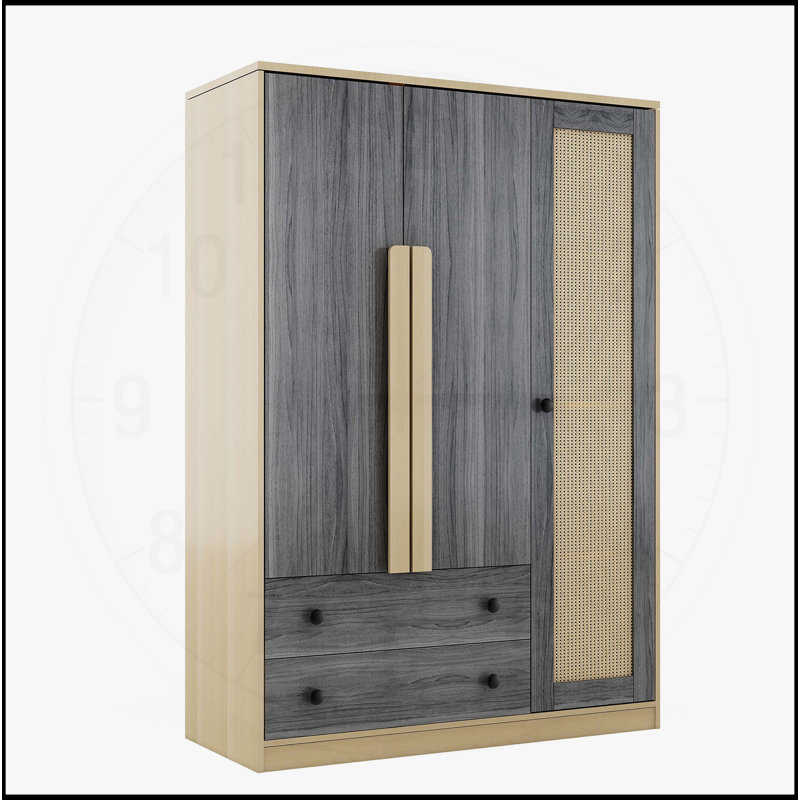 Charmante garde-robe en rotin de bois pour la chambre à coucher, rehaussant le rangement et le style