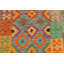 Tapis de couloir en laine noué à la main 2 pi 9 po x 9 pi 9 po bleu pâle / rouille / orange Cedorah