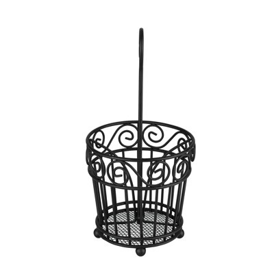 Scroll Metal Round Utensil Crock