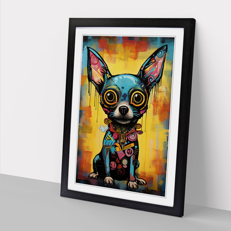 Chihuahua Constructivism - Single Picture Frame Print on Wood, Black Framed, 64cm H x 46cm W x 2cm D