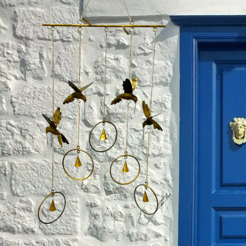Hummingbird Bell Chime in Burnt Gold
