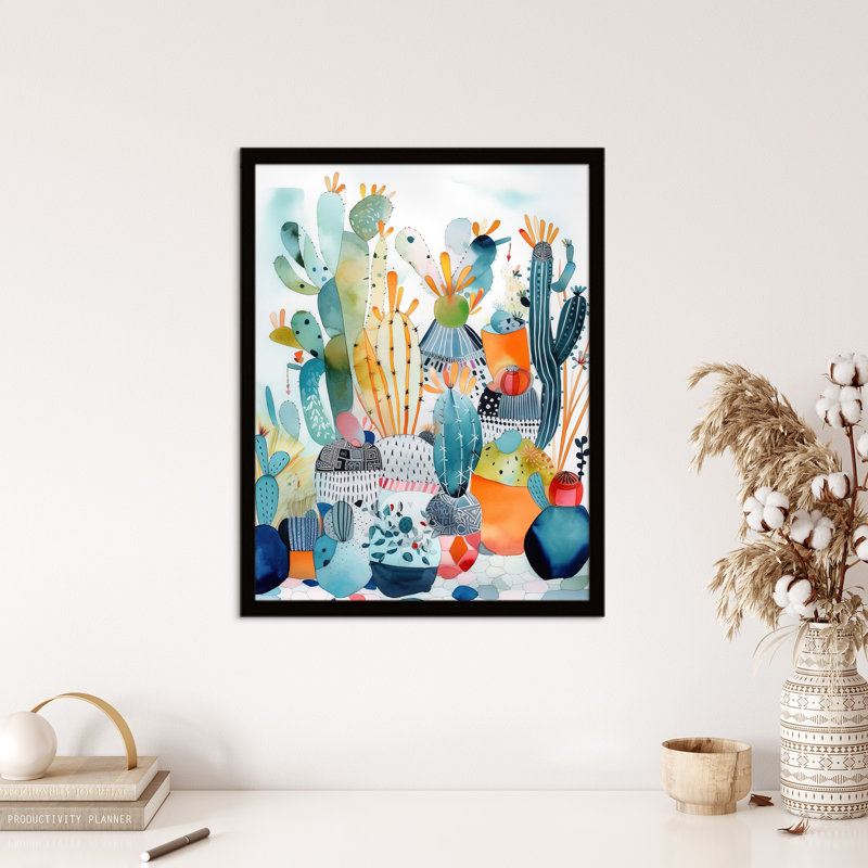 Abstract Cacti Garden Cactus Plant Colourful - Single Picture Frame Print
