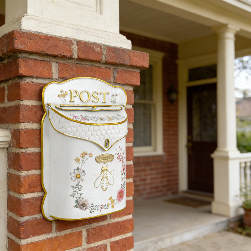 Boîte aux lettres murale d'extérieur pour boîte aux lettres rétro, Abeille-blanc