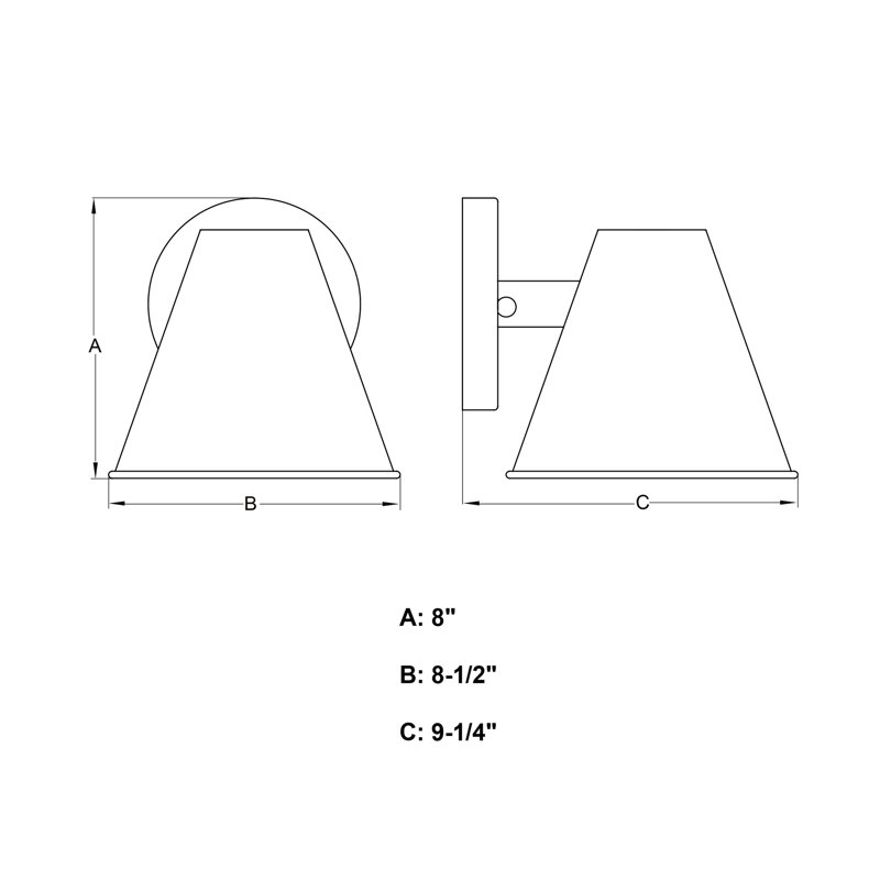 Applique murale d'extérieur contemporaine noire texturée à 1 lumière H 8 po Berners, abat-jour conique en acier durable, compatible avec les DEL, conforme à la norme Dark Sky, à utiliser pour la porte d'entrée ou de garage du porche extérieur