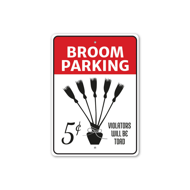 Broom Parking Witch Sign, 14" H x 10" W x 0.04" D