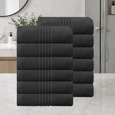 Home Weavers - Ensemble de serviettes de bain 100% coton 100 g / m² zéro absorbant Robbin 500GSM, 16 po x 24 po (12) (12 serviettes à main), noir