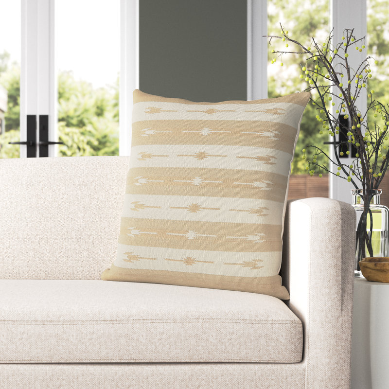 Coussin 100% coton Estela, Taupe/crème, Housse de coussin seulement - sans coussin